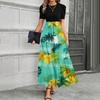 Short Sleeve Women's Dress Casual Flowy A-Line Midi Tshirt Dresses With Pockets Crewneck Vocation Boho Beach Sundress