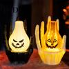 Warm LED Spooky Lamp Skeleton Hand Ghost Face Pumpkin/Scary Eyeball Night Light, Halloween Party Table Centerpiece for Home Decoration And