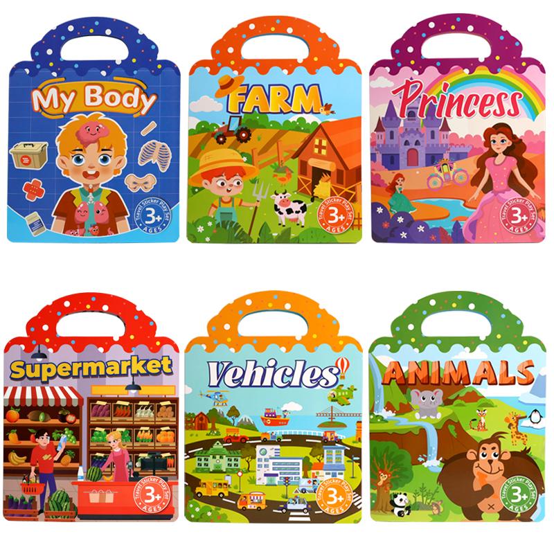 1 Book Jelly Sticker Book Quiet Book DIY Fun for Children's Scene Stickers Repeatedly Paste Puzzle Sticker Book