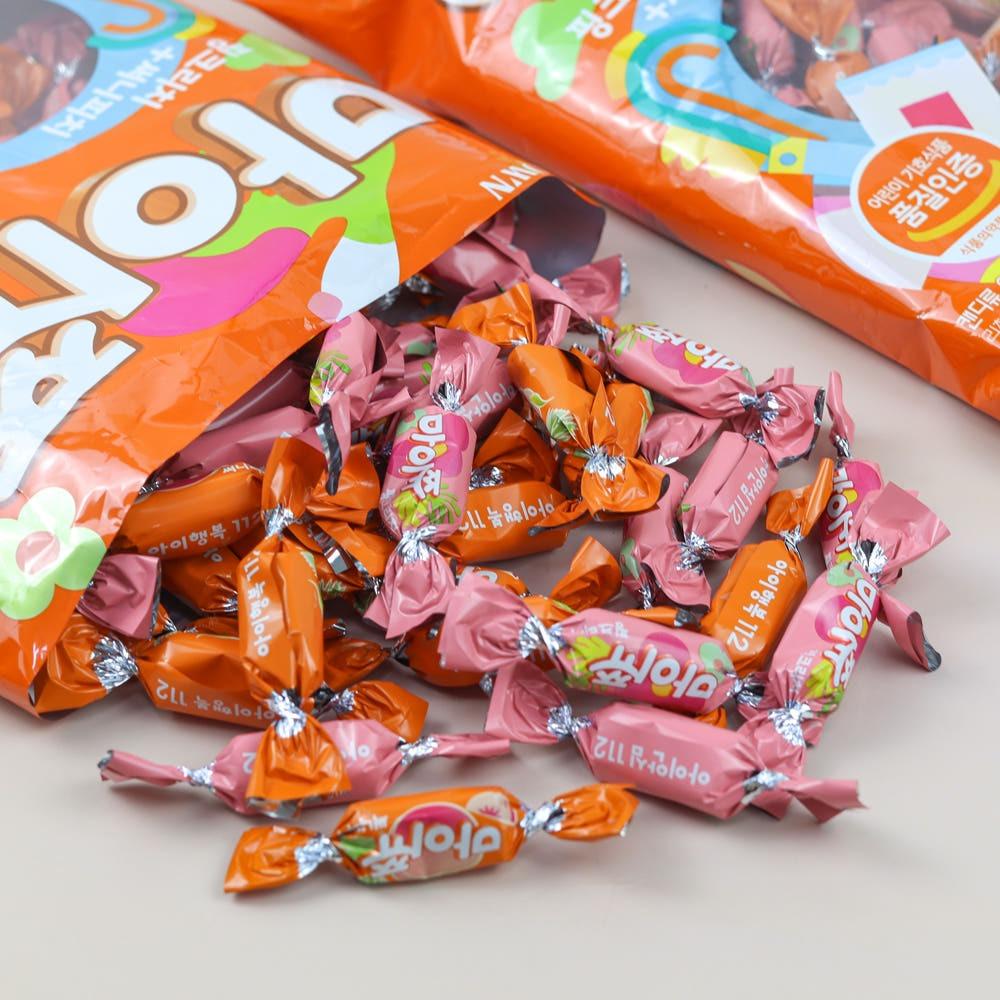 CROWN Mychew Pink Lychee and Sunny Peach Soft Chewy Fruity Candy 284g X 2 Packs