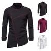 Men's 2025 Solid Color Stand Collar Long Sleeve Plus Size Formal/Casual Shirt, European Fit.