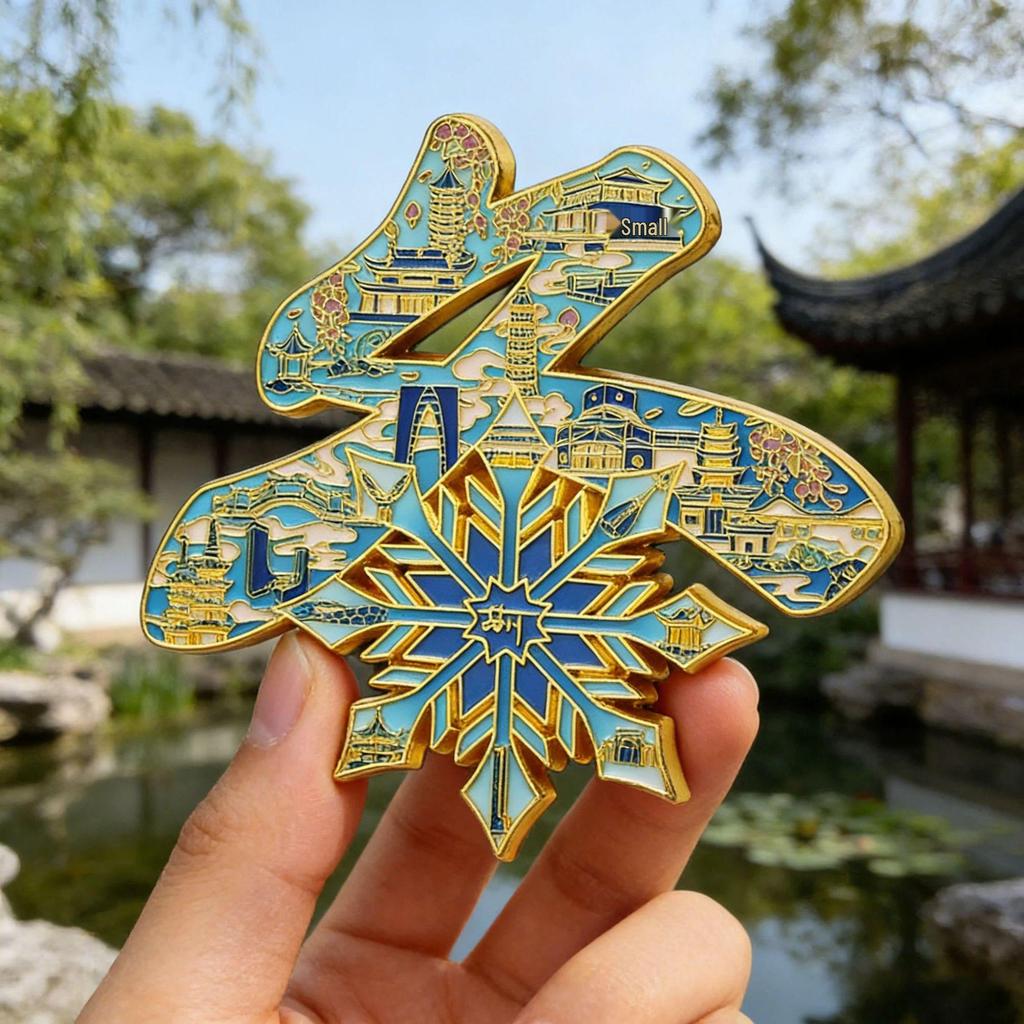 Humble and Lingering Garden Scenic Enamel Metal Magnet - Cultural Souvenir
