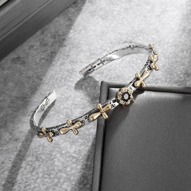 Fashionable Wings Feather Adjustable Cuff Bracelet for Men Trendy Open Design Lucky Jewelry Gift