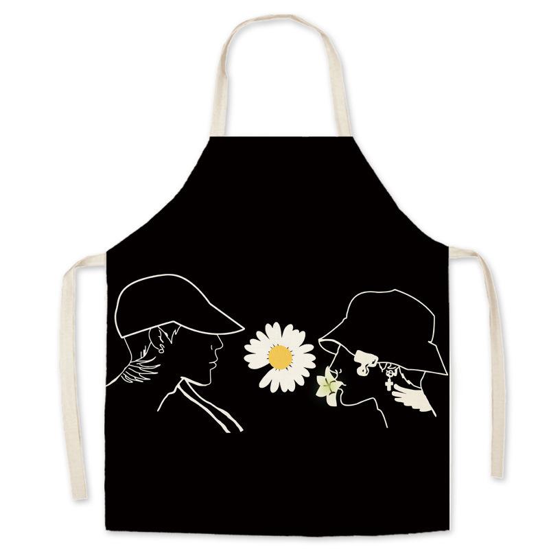 

Кухонный фартук с защитой от пятен и масла, милый льняной фартук без рукавов с принтом маленьких ромашек, фартук для домашней кулинарии, выпечки, чистящие средства 47X38CM