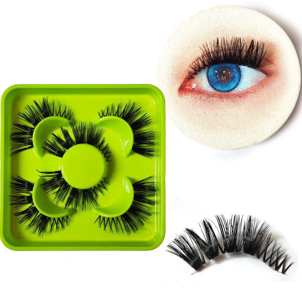 

European & American Dense Cross V-Shaped Manga False Eyelashes: Short Front, Long Back for Mixed-Race Look