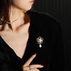 Elegant Camellia Brooch with Zirconia and Pearl Accents for Women