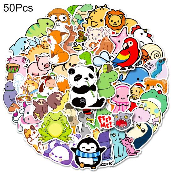 50Pcs Graffiti Sticker Waterproof Clear Printing DIY PVC Cute Cartoon Animal Pig Pattern Laptop Skateboard Decal Stationery Supplies