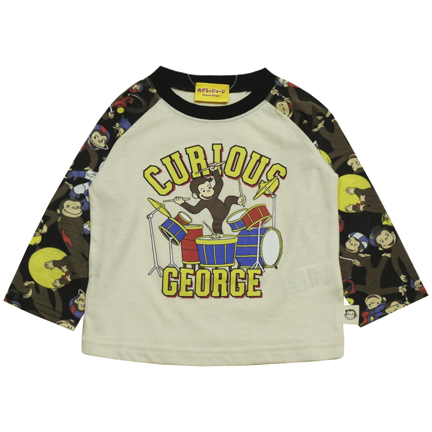 

Nakata 2025 Осень/Зима Любопытный Джордж Детская футболка с длинным рукавом из джерси, Слоновая кость, 90см (en3489azz-2)