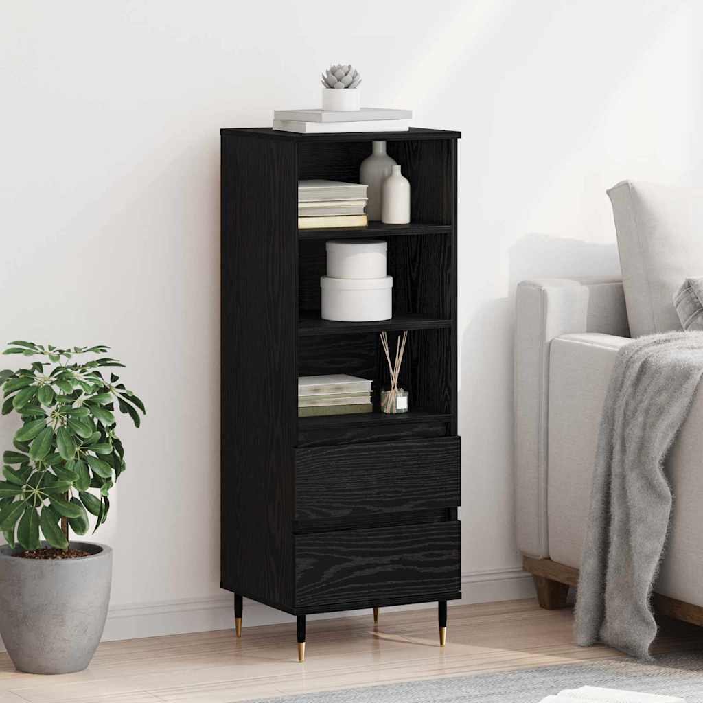 Highboard in Black Oak Look 40 x 36 x 110 cm Particleboard