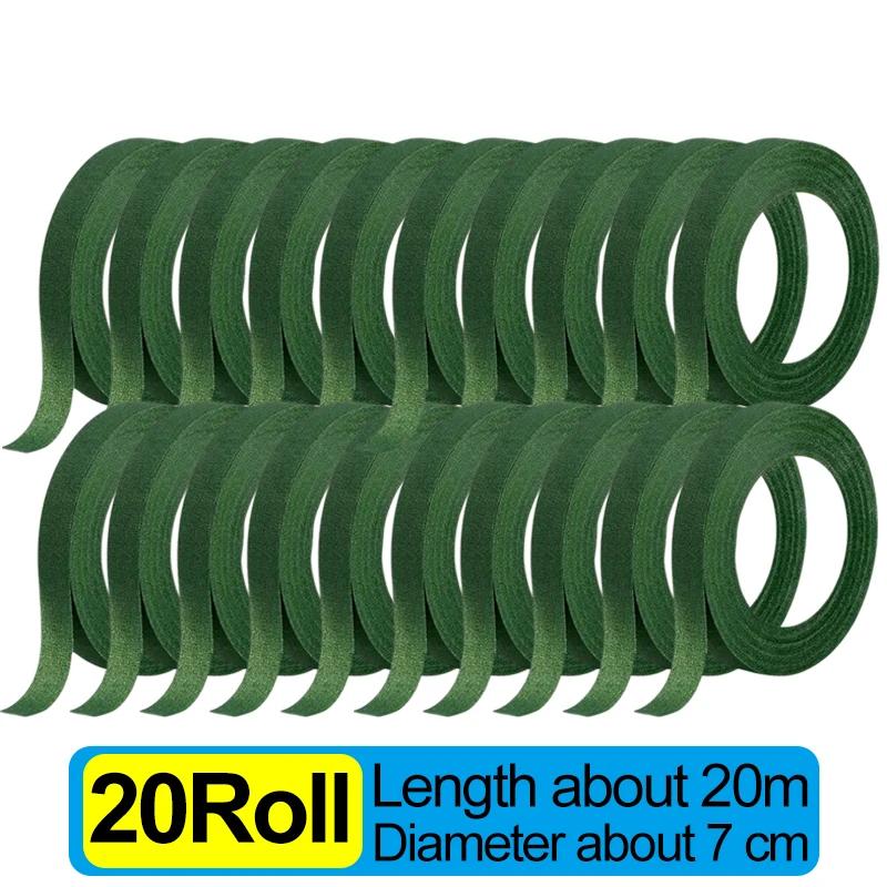 20/1Rolls Green Bouquet Floral Tapes Self-adhesive Stamen Wrapping Paper Tape DIY Flowers Decor for Florist Wedding Party Props