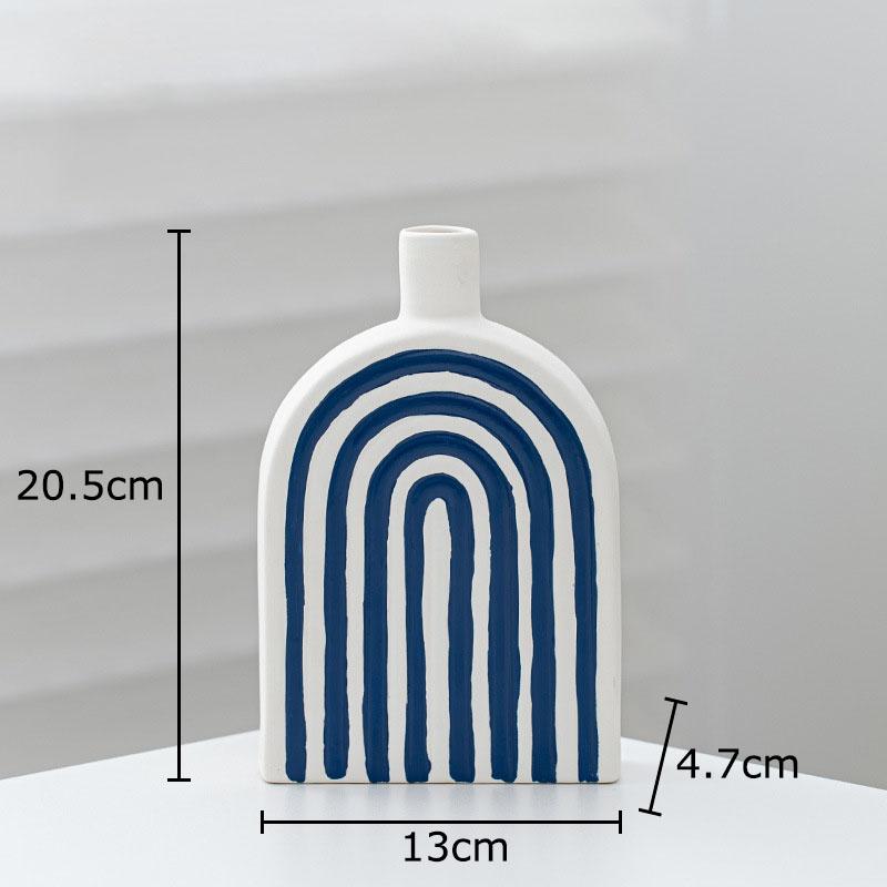 

Blue and White Stripes Ceramic Vase Desk Decoration Artificial Flower Decorative Flower Arrangement Vases Room Aesthetic Decor
