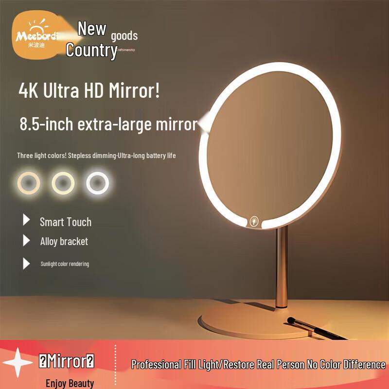 Mibodi LED Lighted Round Makeup Mirror