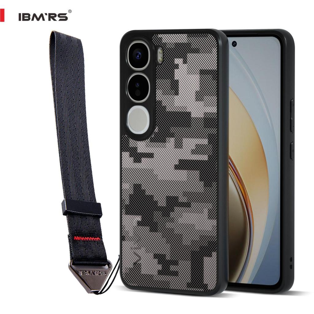 (Comes with Wrist strap)IBMRS for Vivo Y300 Case,Non-Yellowing Shockproof Phone Cover, Anti-Scratch Clear Back (Black Camo)