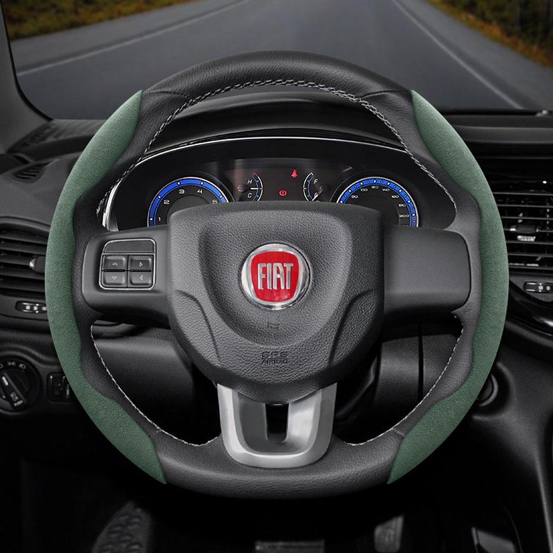 zkfan8 Suitable for Fiat Anti-Slip Buckle Segmented Suede Steering Wheel Cover Suitable for 500 Grande Punto Evo 169 Ducato Bravo Tipo Linea Albea