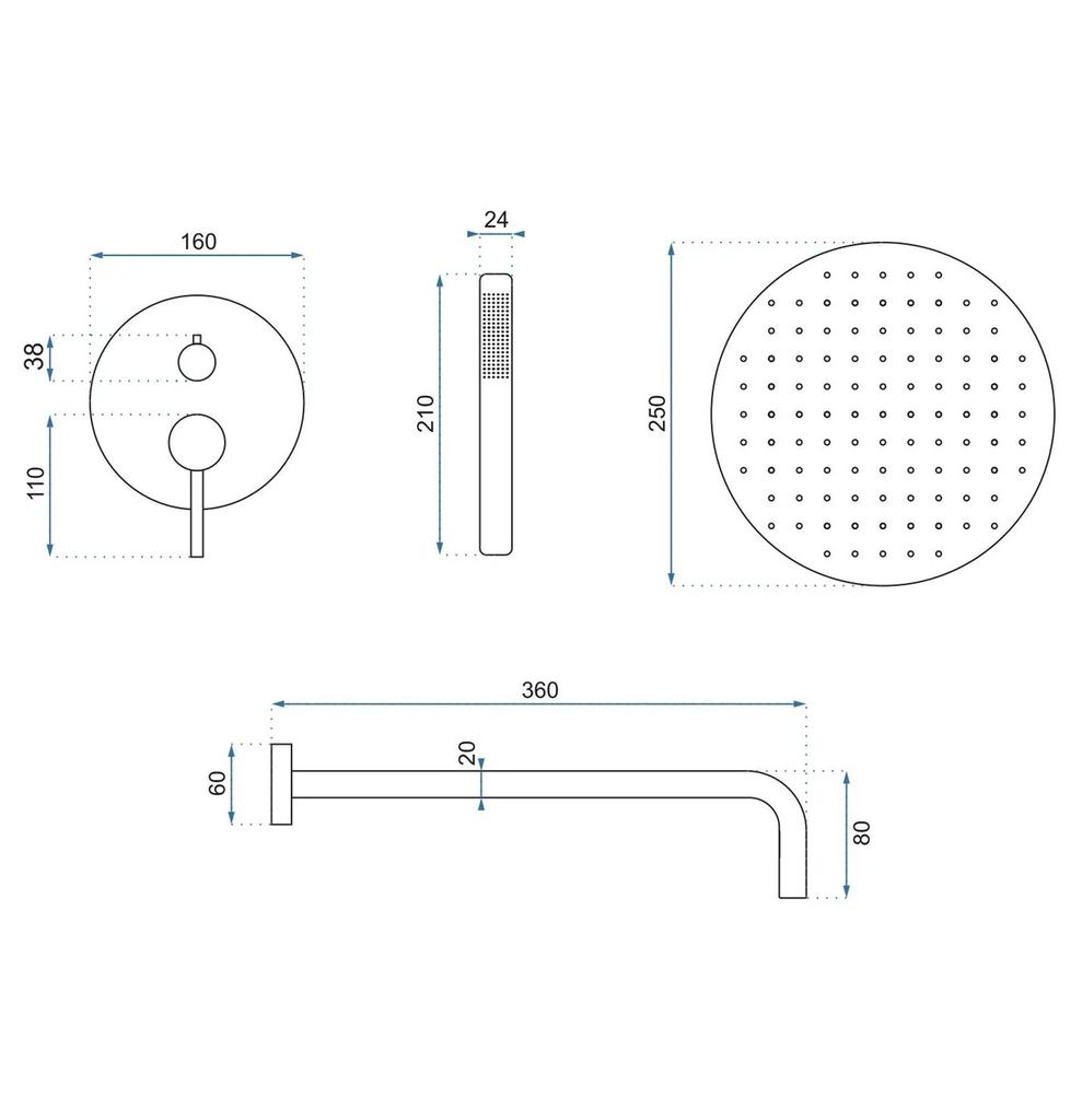 Zestaw natryskowy podtynkowy lungo grip tytan+ box sku rea-p8958