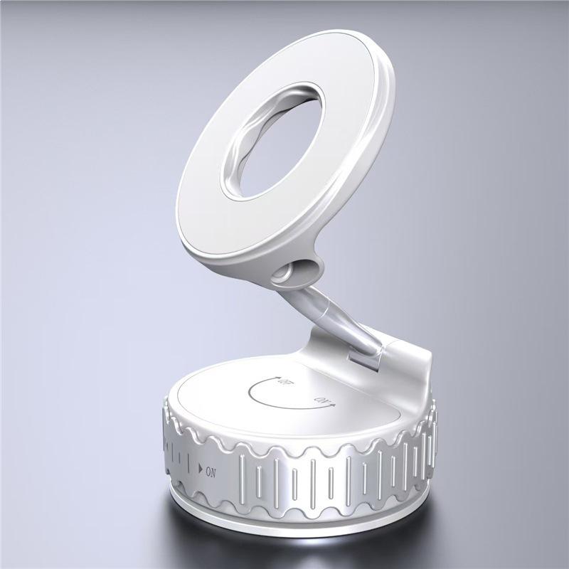 MagSafe Car Phone Holder with Metal Rod, Rotating, Folding, Anti-Shake Vacuum Suction Cup.