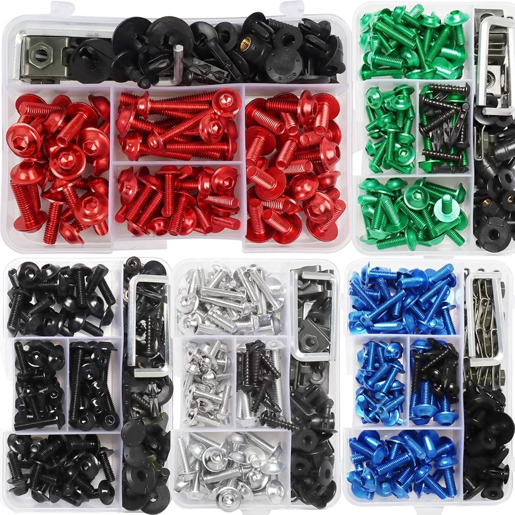 Worldmotop Fairing Bolt Kit Screws Fasteners Universal Compatible With Yamaha Honda Kawasaki Suzuki BMW,Fairing Bolt Kits Metric Bolts And Nuts