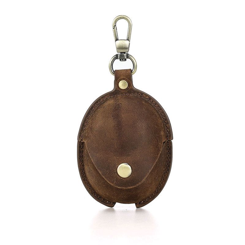 

Applicable to Huawei Freebuds5 Protective Case Genuine Leather Crazy Horse Leather Retro Bluetooth Earbuds Case Storage Hook Huawei freebuds5 Brown