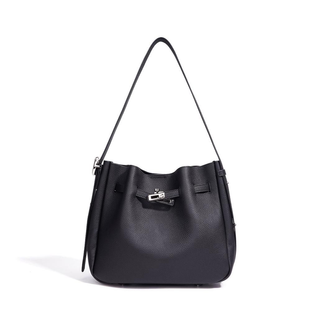 Bucket bag, early spring leather commuter bag, Kelly bag, mother bag, retro shoulder oblique span bag, leisure bag.