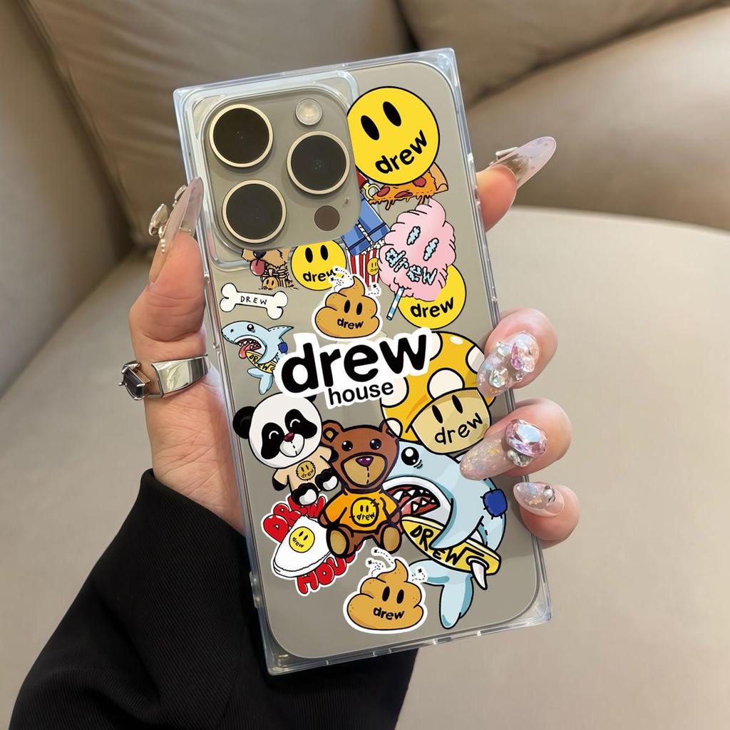 Clear Square Back Tube Case Protection For iPhone 14 Pro Max 13 11 16 ProMax 15 Plus 12 Anti-Oxygen,Cartoon Anime Pattern Casing
