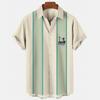 Summer new men's top striped D print men's cardigan lapel