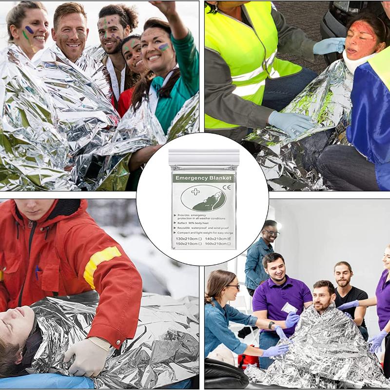 Emergency Blanket Windproof Waterproof Foil Thermal Blanket for Camping Hiking Marathon