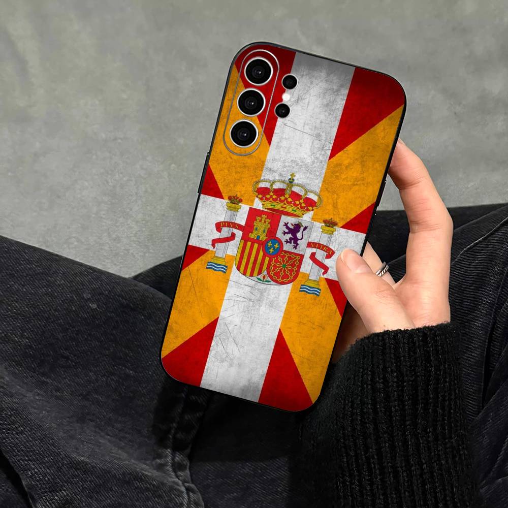 S-Spain Spanish Flag Art  Phone Case For Samsung S25,S24,S21,S22,S23,S30,Ultra,S20,Plus,Fe,Note,10,9,5G Black Cover