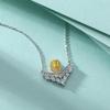 High-end zircon gemstone pendant V-shaped crown S925 silver necklace women's niche high-end sense European and American sterling silver collarbone