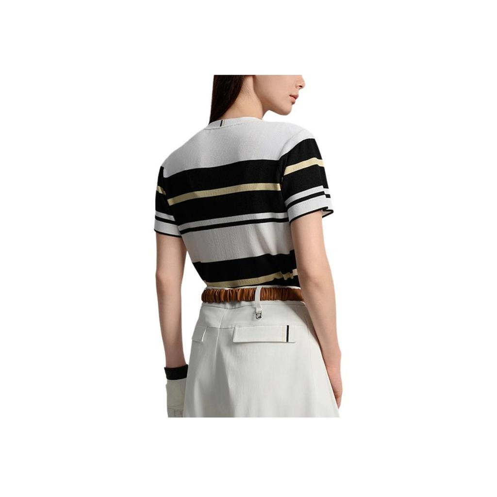 Fila Golf Series SS25 Comfortable Crew Neck Pullover Slim Fit Short Sleeve Knit Top Women Tops Jade-White A11W535407F-WT