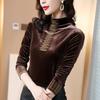 Women's Fashion Casual Spring Autumn Solid Color Print Long Sleeve High Neck Blouses & Shirts