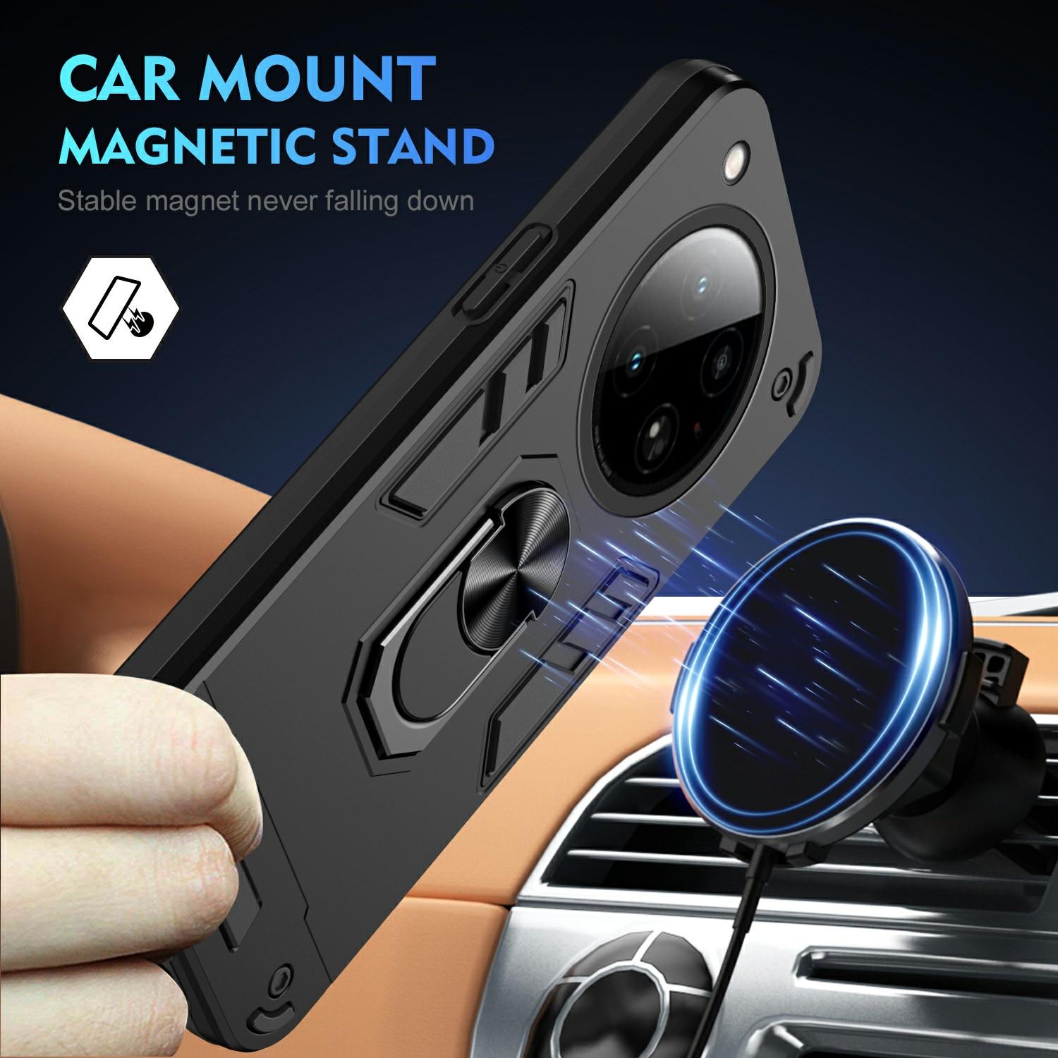

For Infinix Zero 40 4G Case PC+TPU Drop Defend Phone Cover with Ring Kickstand Green