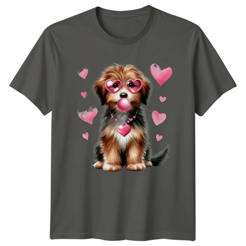 Cute Dog Hearts Bubble Gum Unisexs TShirt Unisexs Tee Animals Dogs Graphic S
