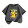 New Pokémon-themed Children's Cotton Short-sleeved T-shirt, Round Neck  Unisex, Casual Wear, Parent-child Set, Summer Clothing.