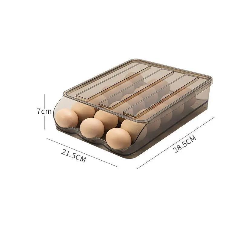 Automatic Rolling Egg Carton Double-layer Kitchen Transparent Refrigerator Fresh-keeping Storage Box
