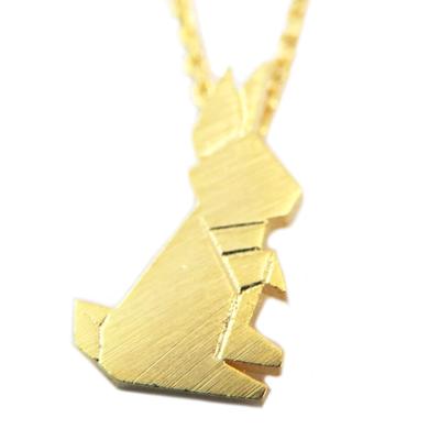 [P5821] - Gold 'Origami' (rabbit) Handcrafted Necklace - 19x15 Mm