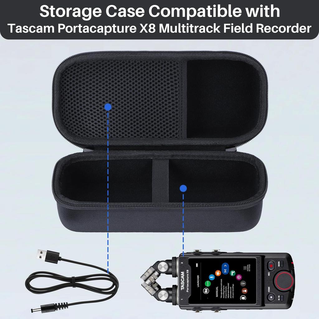 TASCAM Portacapture X8 32-bitowy Pływający Przenośny Rejestrator Kompatybilny z Etui do Przechowywania Lebakort