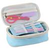 Stylish Macaron Color Canvas Expandable Large Capacity Pencil Case With Dual Zippers