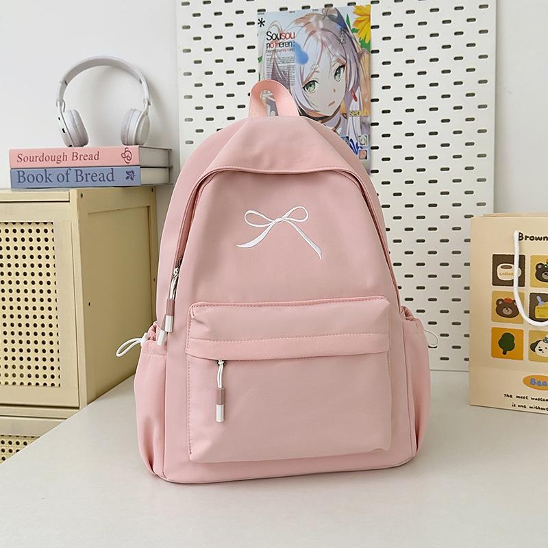Schoolbag, College Student Backpack, Middle School Laptop Bag, Korean Style Minimalist Girl's Bow School Bag, Large Capacity Backpack for Women