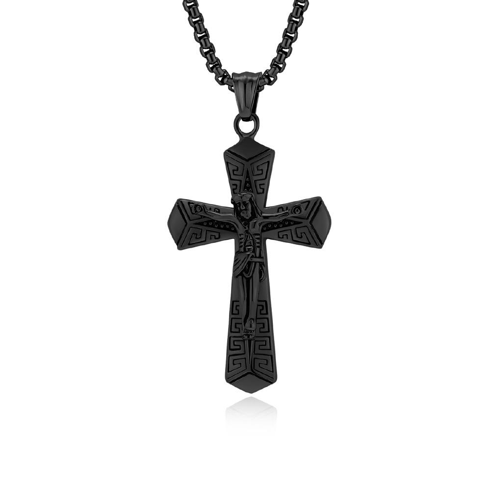 European and American Retro Personalized Stainless Steel Cross Item Trendy Fashion Wear Titanium Steel Pendant