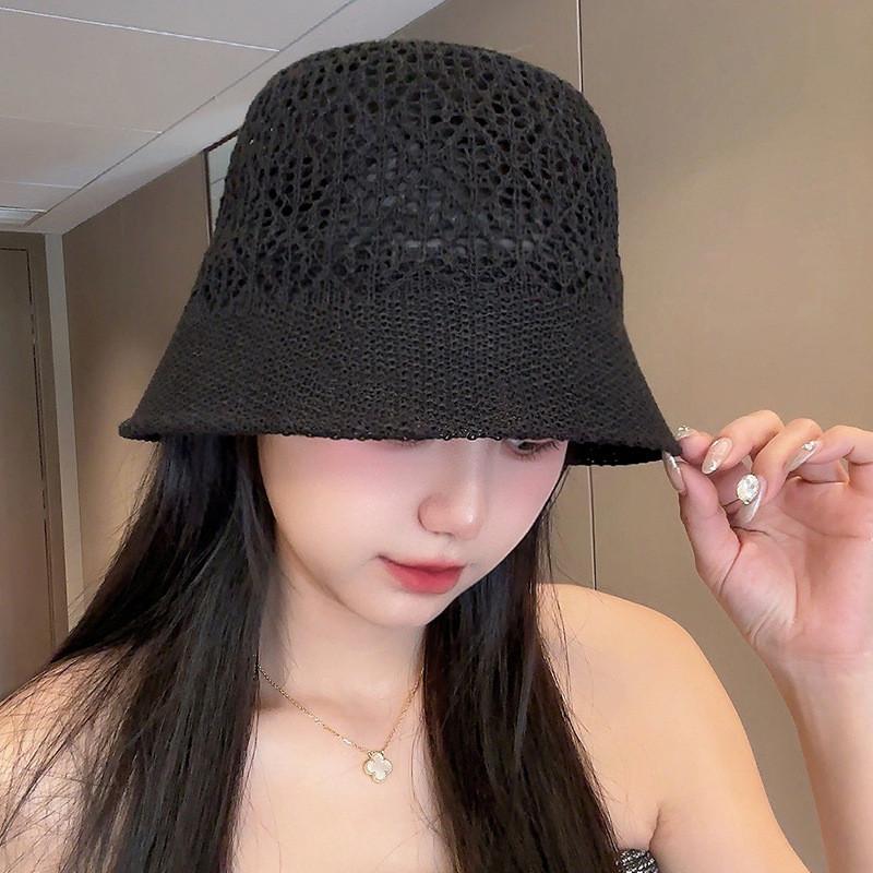 Summer Womens Straw Bucket Hat With Wide Brim For Beach And Sun Protection чёрный
