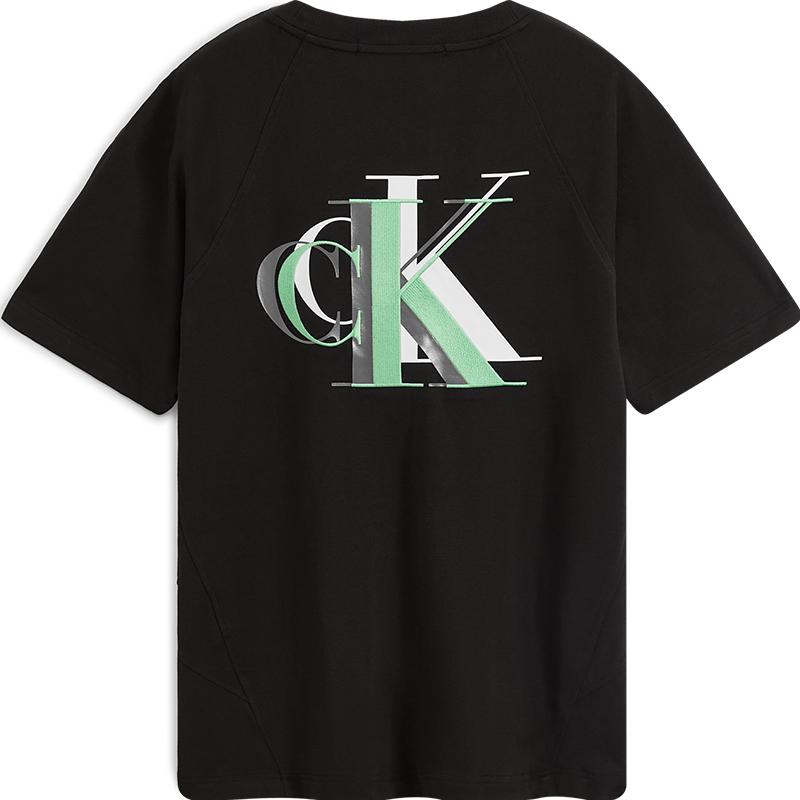 Calvin Klein Fashion Contrast Lettering Loose Cool Round Neck Short Sleeve T-Shirt Men Tops Space-Black J323207-BEH