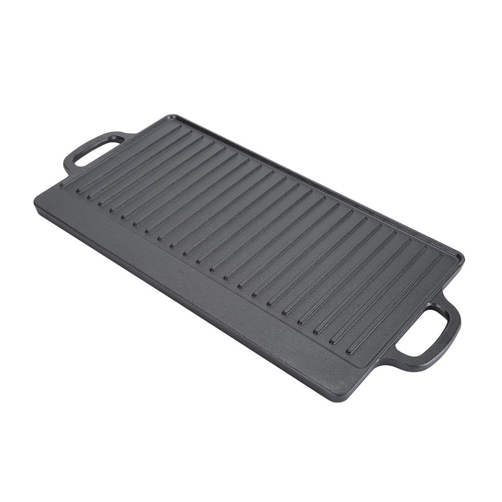 Gusseisen Rechteckiger Grill Mehrzweck Sicher Großer Platz Doppelseitig Doppelohren Gusseisenplatte für BBQ Gasgrill