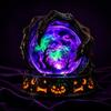 Unique Halloween Gift for Friends LED Lighted Faux Crystal Ball Decoration, Resin Witch/Skeleton/Cat/Ghost Figurine with Led Light