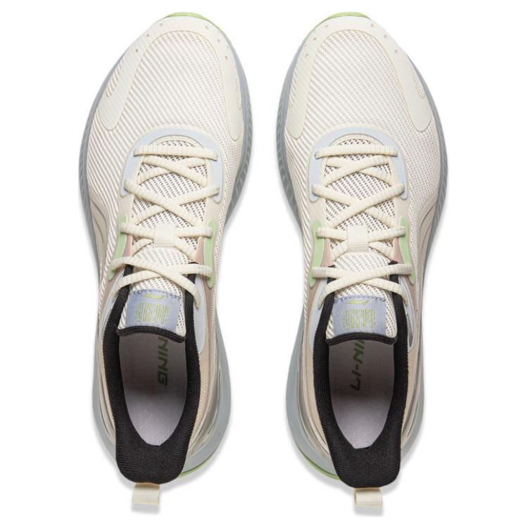 Li Ning Cushioning Slip Resistant Abrasion Resistant Low Top Casual Running Shoes Men's Ivory ARHV021-5