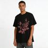 Vintage Distressed Rose Print Casual T-shirt Loose Fit Crewneck Top For Daily Commute & Leisure Pure Cotton T-shirt