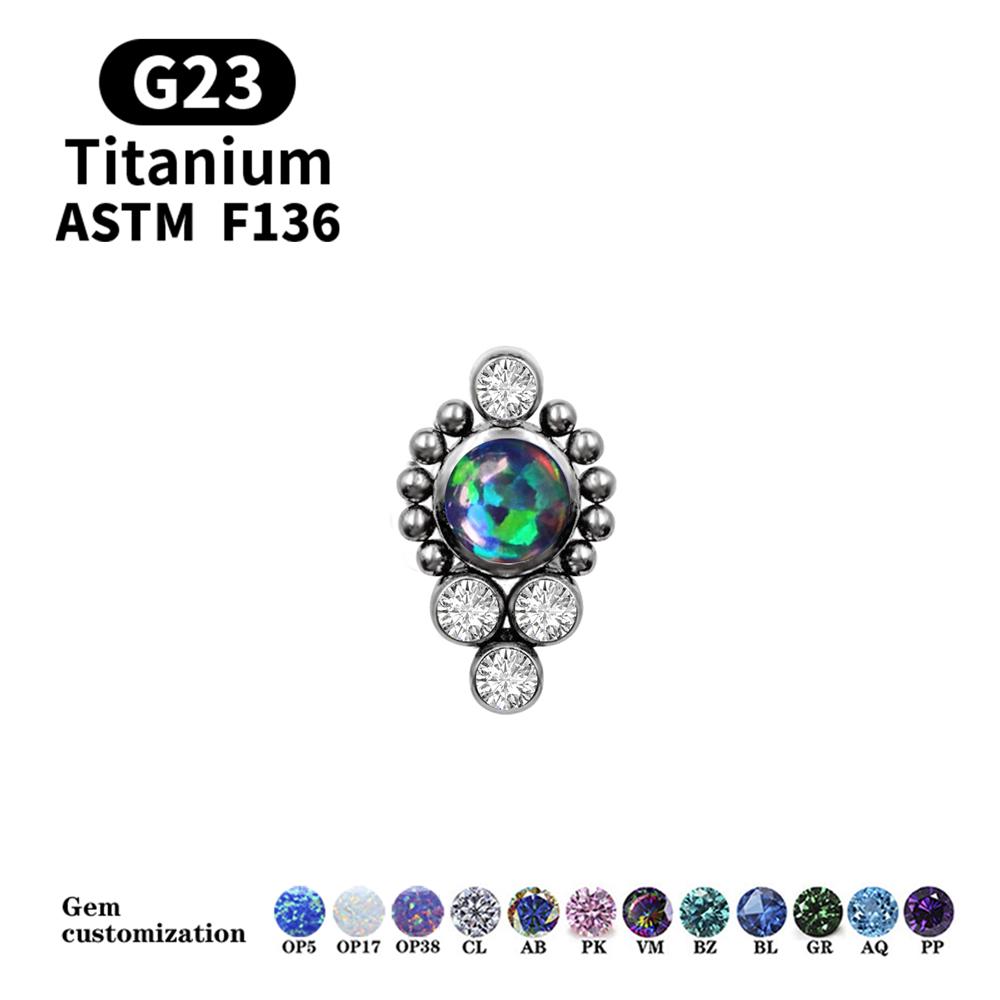 G23 Titanium Stud Earrings16G Piercing Set Ear Tragus Cartilage Zircon Opal Body Jewelry Helix Daith Lip Lobe Pin