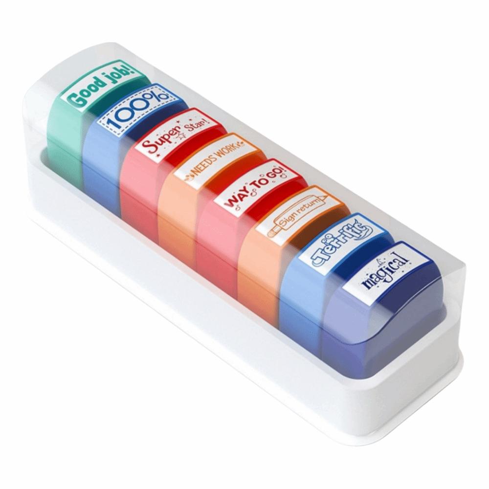 5/8Pcs Creative Auto-Refilling Stamp Colorful Teacher's Comment Stamp  Homework Evaluation