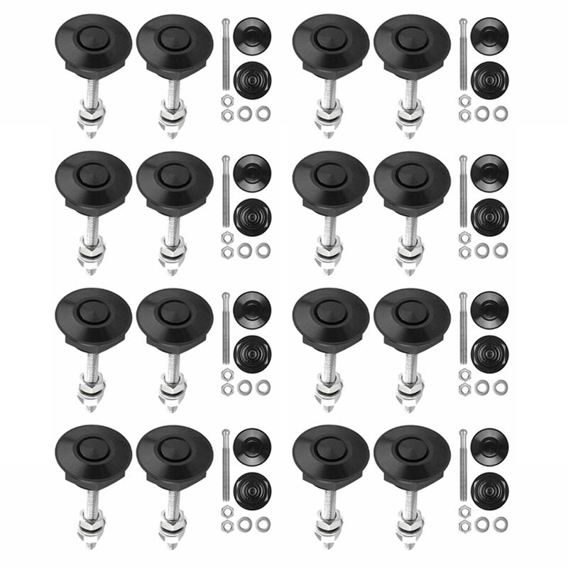 16 PCS Push Button Quick Release Hood Bonnet Pins Lock Clip Car Bumper Latch Kit чёрный