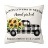 Spring and Summer Household Goods Decoration Black and White Plaid Pillow Case Sunflower Truck Pillow Cushion Pillow Case