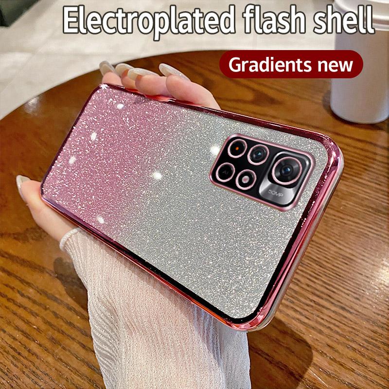 For Xiaomi Redmi Note11 5G Case Redmi Note 11S Note 11T Poco M4 Pro Phone Case Shiny Glitter Plating Camera Lens Soft Back Cover